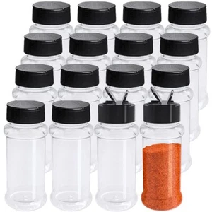 16 Pack 3.4oz/100ml Plastic Spice Bottles Setempty Seasoning Containers With Bla - Picture 1 of 7