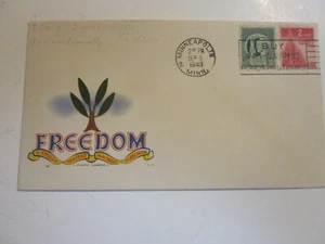 WWI1 US 9/8/1943 ITALY SURRENDERS MINNEAPOLIS MN PATRIOTIC MINKUS CACHET FREEDOM - Picture 1 of 3