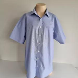 M & S Collection Cotton Rich Easy Iron Cornflower Blue Short Sleeve Shirt Sz 44 - Picture 1 of 12