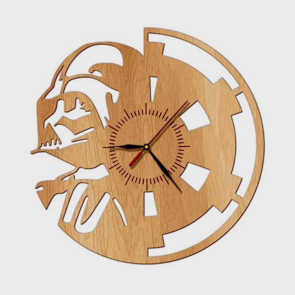 Darth Vader Star Wars design wooden wall clock home art kids bedroom playroom - Image 1 of 1