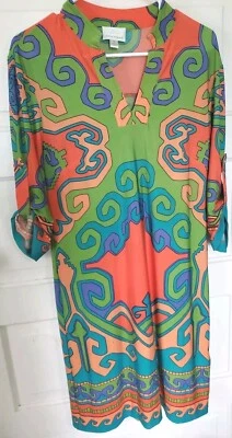 Vestido Donna Morgan Cuello en V Manga 3/4 Años 60 70 Artístico Mujer 10 Verano Hippie Naranja Foto 1 de 4