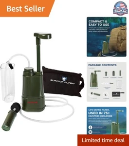 Survival Water Purifier - Fast Flow Hand Pump Backpacking Water Filter - Picture 1 of 10