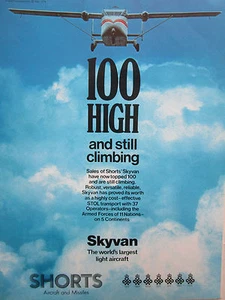 5/1974 PUB SHORTS AIRCRAFT MISSILE SHORTS SKYVAN STOL AIRCRAFT ORIGINAL AD - Bild 1 von 1