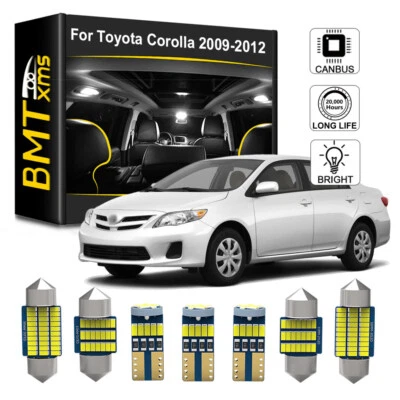 8pcs White LED Lights Interior Package Kit for Toyota Corolla 2009 - 2012 + Tool Foto 1 de 4