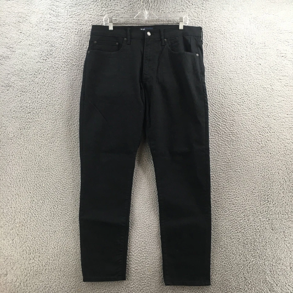 GAP Straight Leg Jeans Mens 36x32 Black Denim Slim Soft Wear Mid Rise Zip Fly - Image 1 of 4