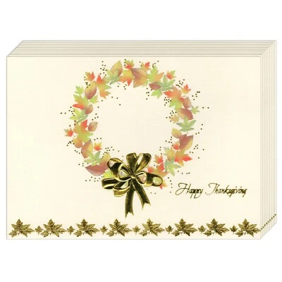 Set of 12 HAPPY THANKSGIVING Greetings Note Cards + Envelopes by Expressions Foto 1 de 4
