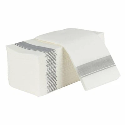 Elegant Cloth-Like Dinner Napkins with Silver Border for Parties, Wedding [BULK] - Image 1 of 3