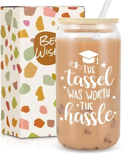 Graduation Gifts 2025 - 16Oz Glass Cup for College High School Student - Picture 1 of 15