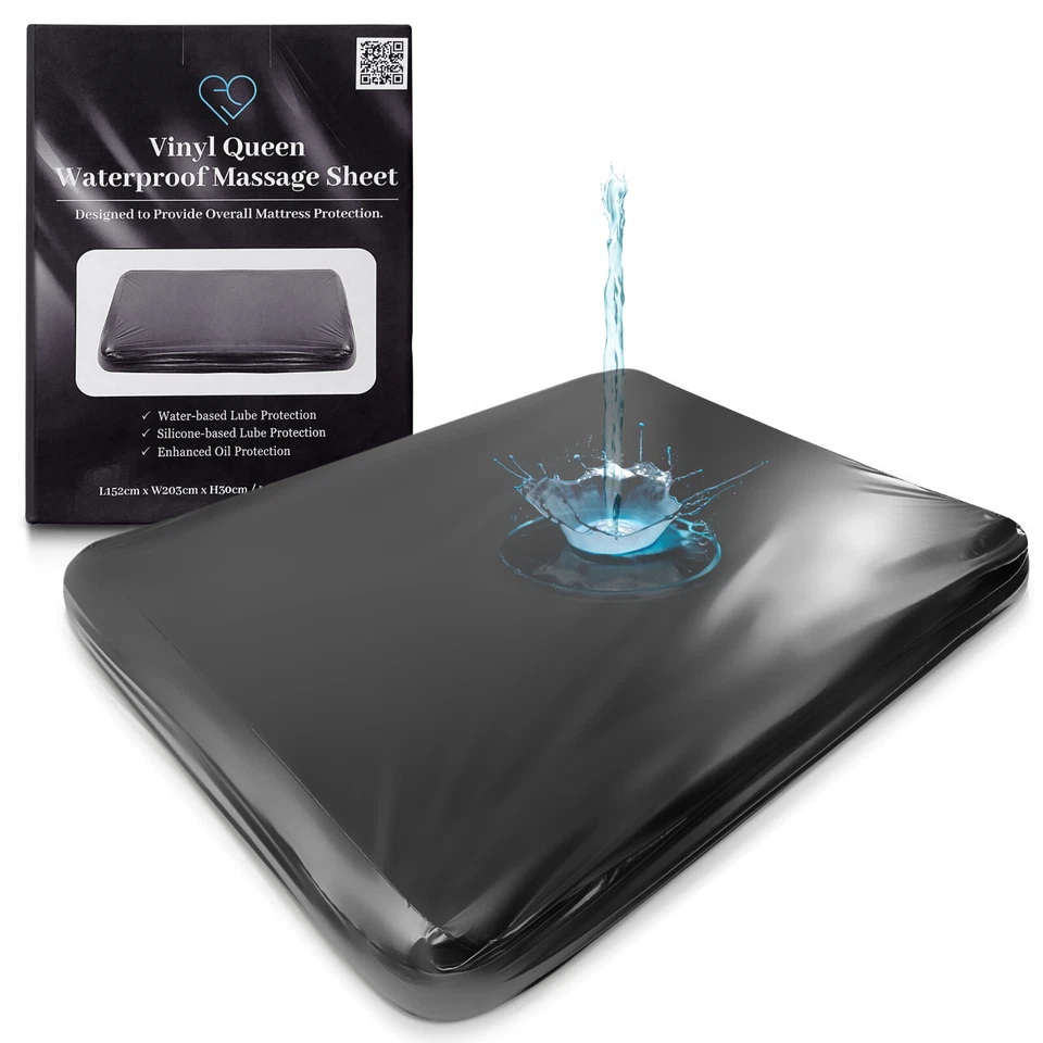 Виниловая черная водонепроницаемая простыня | защита матраса для массажа масло и гель - Изображение 1 из 4