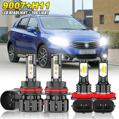 Lâmpadas brancas para faróis de neblina de LED Suzuki SX4 2007-2013 4x combo 9007 e H11 - Imagem 1 de 4