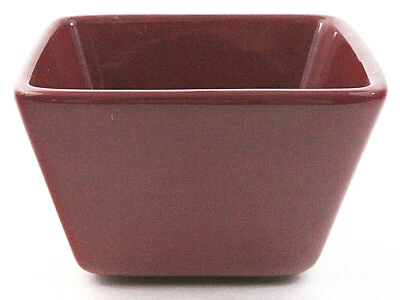 The Pampered Chef Square Bowl Dish Sauce Dip Dark Red Maroon Ceramic 13 Oz - Image 1 of 4