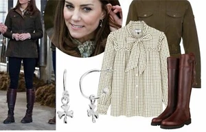 Barbour Alexachung Alexa Chung Checked Bella Shirt Olive UK 14 40 ASO Royal - Picture 1 of 13