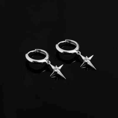 Pendientes colgantes de estrella enchapados en plata 925 para hombre mujer, pendiente unisex hip hop Foto 1 de 4