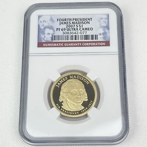 2007 S James Madison Proof Presidential $1 Dollar NGC PF69 Ultra Cameo - Picture 1 of 10