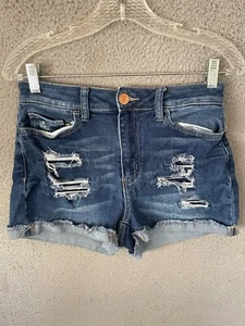 Girls Youth So Blue Denim Cutoff Shorts Pockets Curvy High Rise Size 5/27 - Picture 1 of 6