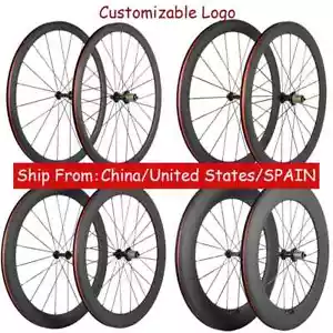 700C 38/50/60/88mm Carbon Road Bike Wheelset Clincher Tubular 3K Matte - Picture 1 of 16