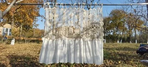 Custom Valance Rustic Farmhouse Vintage Hand Crochet Lace Curtain - Bild 1 von 7