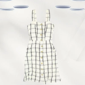 Ex Fat Face Women's Sleeveless Check Dress in Ivory - Picture 1 of 2