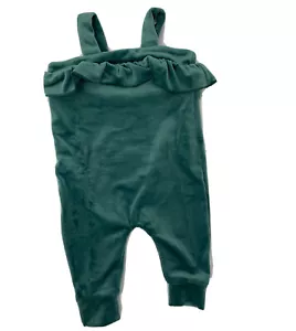 NWT Tea Collection Girls 12-18 Month Green Velour Holiday Ruffle Romper - Picture 1 of 6