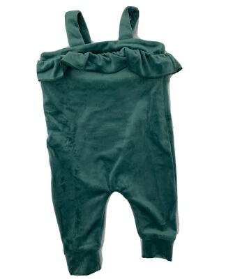 Nuevo con etiquetas Mameluco con volantes de terciopelo verde para bebés niñas de 3-6 meses Foto 1 de 4