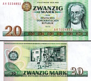 Germany DDR  20 Mark 1975 (1986), aUNC, P-29b - Picture 1 of 3