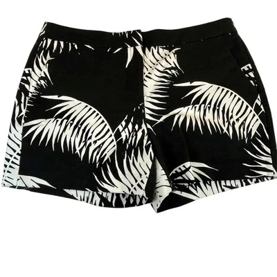 Pantalones Cortos Clásicos VINCE CAMUTO Negro/Blanco Estampado Tropical Mezcla de Algodón para Mujer Talla 8 Foto 1 de 4