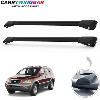 Par de barras transversales de techo negras de aluminio para Kia Sorento 2003-2009 Foto 1 de 4