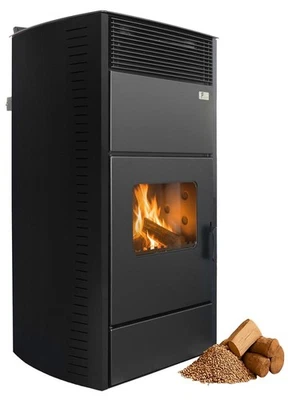 FUEGO Kombi Kaminofen Country Hybrid Holz Pellet wasserführend Schwarz 20-34 kW - Bild 1 von 4