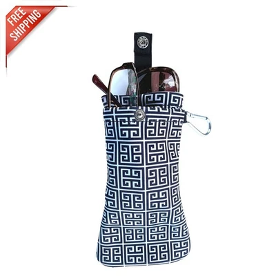 Elegante Estuche para Gafas Blanco y Negro con Mosquetón - Ideal para Gafas De Gran Tamaño Foto 1 de 4