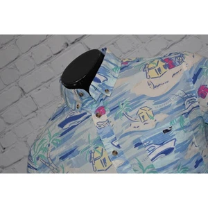  Vineyard Vines Dress Shirt Whale Mens Medium Performance Blue Floral Hawaiian  - Picture 1 of 10