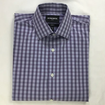 Camisa Bonobos Para Hombre 15 1/2 Púrpura Cuadros Jetsetter Elastizada A Medida Manga Larga Foto 1 de 4