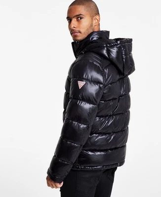 GUESS Men's Hooded Puffer Coat Winter Jacket XL black available L@@K! - Image 1 of 4