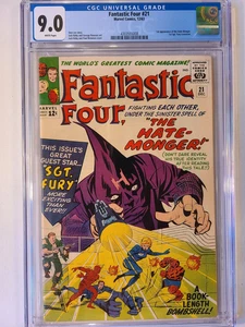FANTASTIC FOUR # 21 MARVEL 1963 CGC 9.0 FIRST HATE MONGER WHITE PGS - Picture 1 of 2