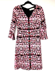 GOAT Dress  Petal Print Floral Design Long UK10 Pink Fit and Flare Bell Sleeves - Picture 1 of 5