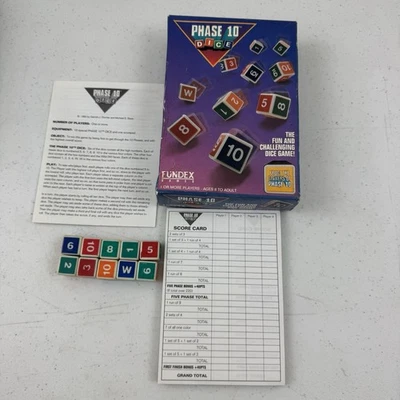 1993 Fundex Phase 10 dice The fun and challenging dice game Complete 1-8 players - Image 1 of 4