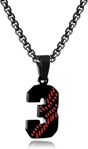 Personalized Number Necklace for Boys 0-99 Athletes Jersey Number Stainless Stee - Picture 1 of 12