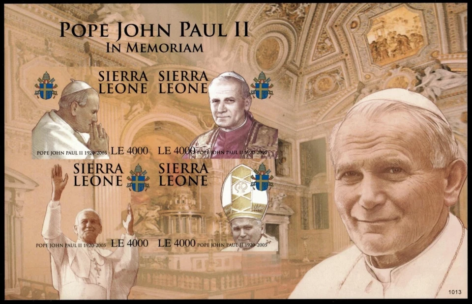 Sierra Leona 2010 - Papa - Hoja de 4 estampillas IMPERF - Scott #3025 - MNH Foto 1 de 1