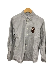 A Bathing Ape Long Sleeve Shirt S Cotton Gray Plain - Picture 1 of 5
