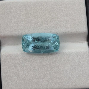 3.9 Cts 13.8x7.4 MM Natural Light Blue Aquamarine Faceted Cushion Gemstone - Picture 1 of 11