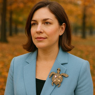 Turtle Brooch Rhinestone Pin Gold Tone Iridescent Shell Animal Jewelry No Reserv - Image 1 of 4