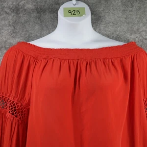 Chicos 3 Top Womens XL Runway Red Off Shoulder Smocked Crochet Lace Boho TAGS! - Picture 1 of 10
