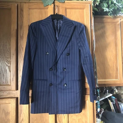 Suitsupply Havana Double-Breasted Jetted Wool Blazer Jacket Navy Men’s Slim 44R - Image 1 of 4