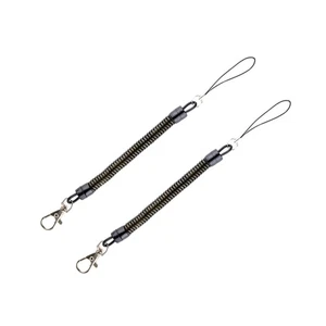  2pcs Keychain Spring Coil Elastic Cellphone Snap Hook Cord Retractable Rope - Picture 1 of 11