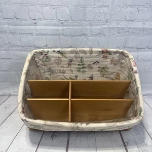 Longaberger Large Desktop Basket w/Protector/Botanical Fields Liner and Dividers - Picture 1 of 20