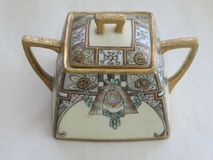 Antique Nippon Sugar Dish Hand Painted w Gold Overlay & Trim Excellent Condition - Picture 1 of 7
