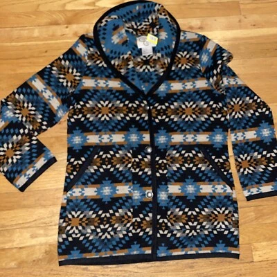 Cripple Creek Womens Navajo Button Front Blue Brown Polyester Jacket NEW $119 - Image 1 of 4