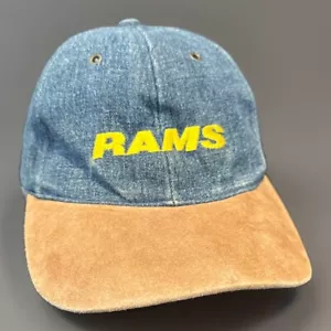 VTG Rams Team NFL SnapBack Hat Denim Suede Embroidered St Louis Los Angeles - Picture 1 of 12