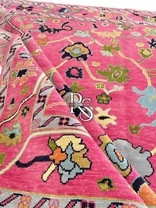 Zartrosa Oushak Teppich 8x10 9x12 Handgeknüpft Teppich für Wohnzimmer Schlafzimmer Teppiche Vorleger - Bild 1 von 8