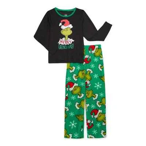 Dr. Seuss Kids Merry Grinchmas Grinch 2 Piece PJ Set - Size Large (10/12) - Picture 1 of 3