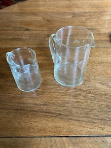 Two Vintage Glass Jugs with Etched Botanical Designs - Picture 1 of 6